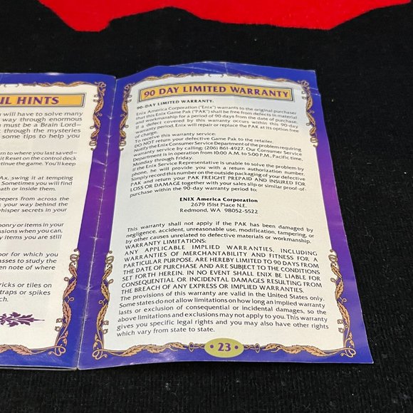 Brain Lord SNES. Manual Only! - Picture 9 of 9